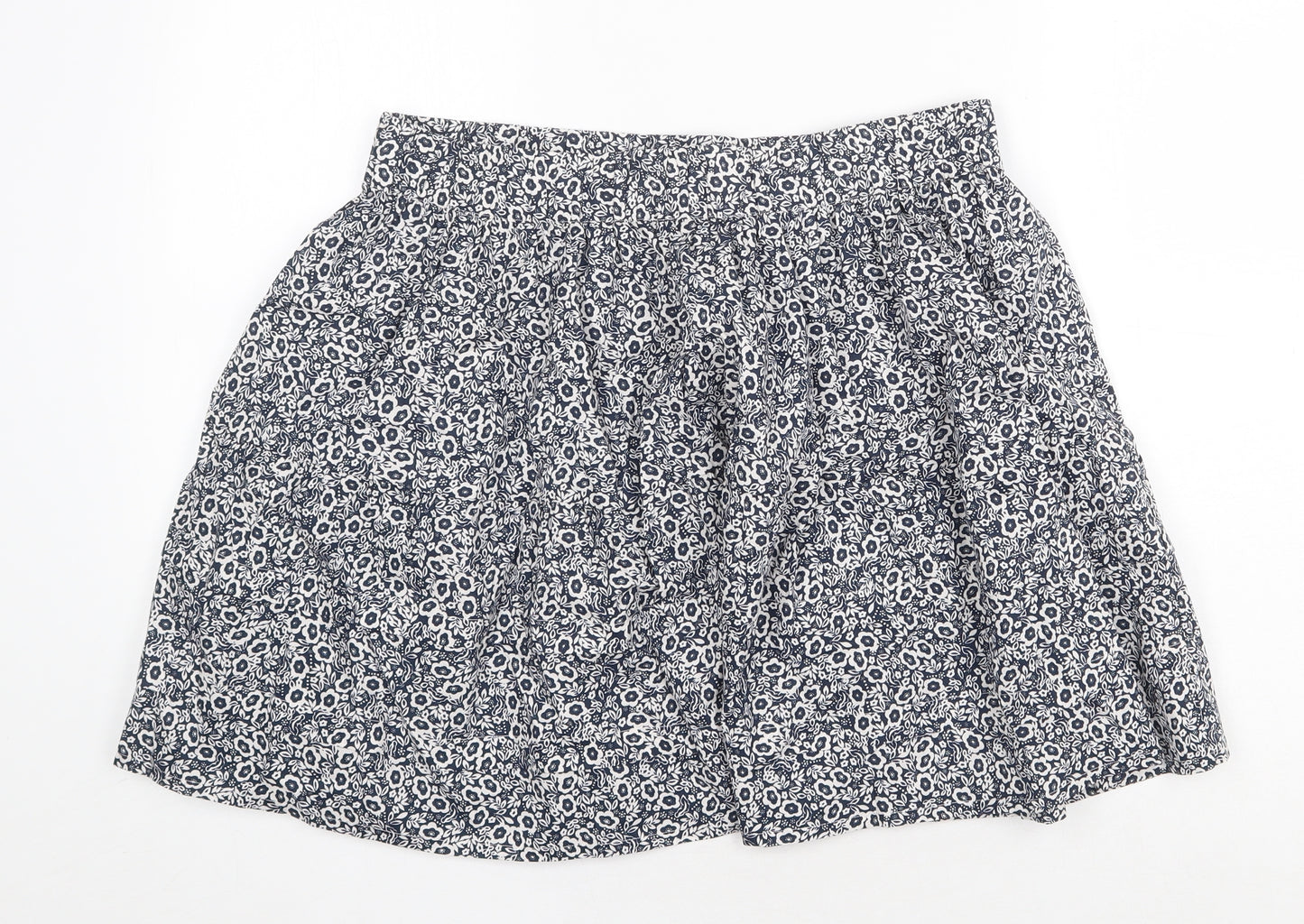 Marks and Spencer Womens Blue Floral Cotton Skater Skirt Size 14