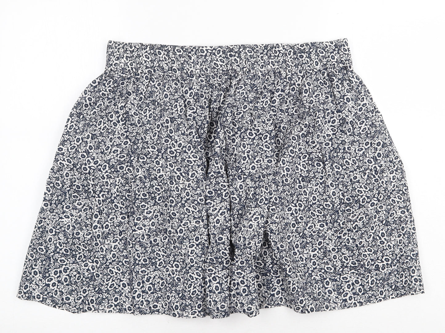 Marks and Spencer Womens Blue Floral Cotton Skater Skirt Size 14