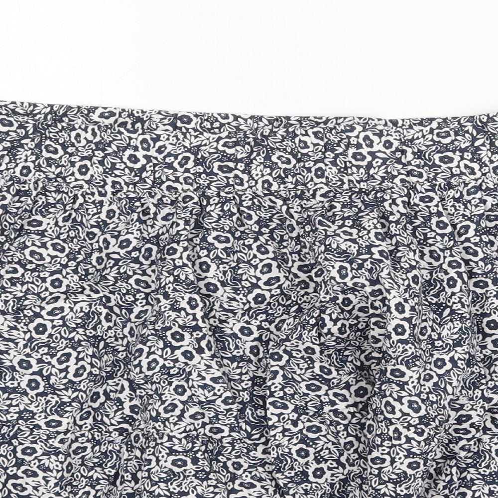 Marks and Spencer Womens Blue Floral Cotton Skater Skirt Size 14