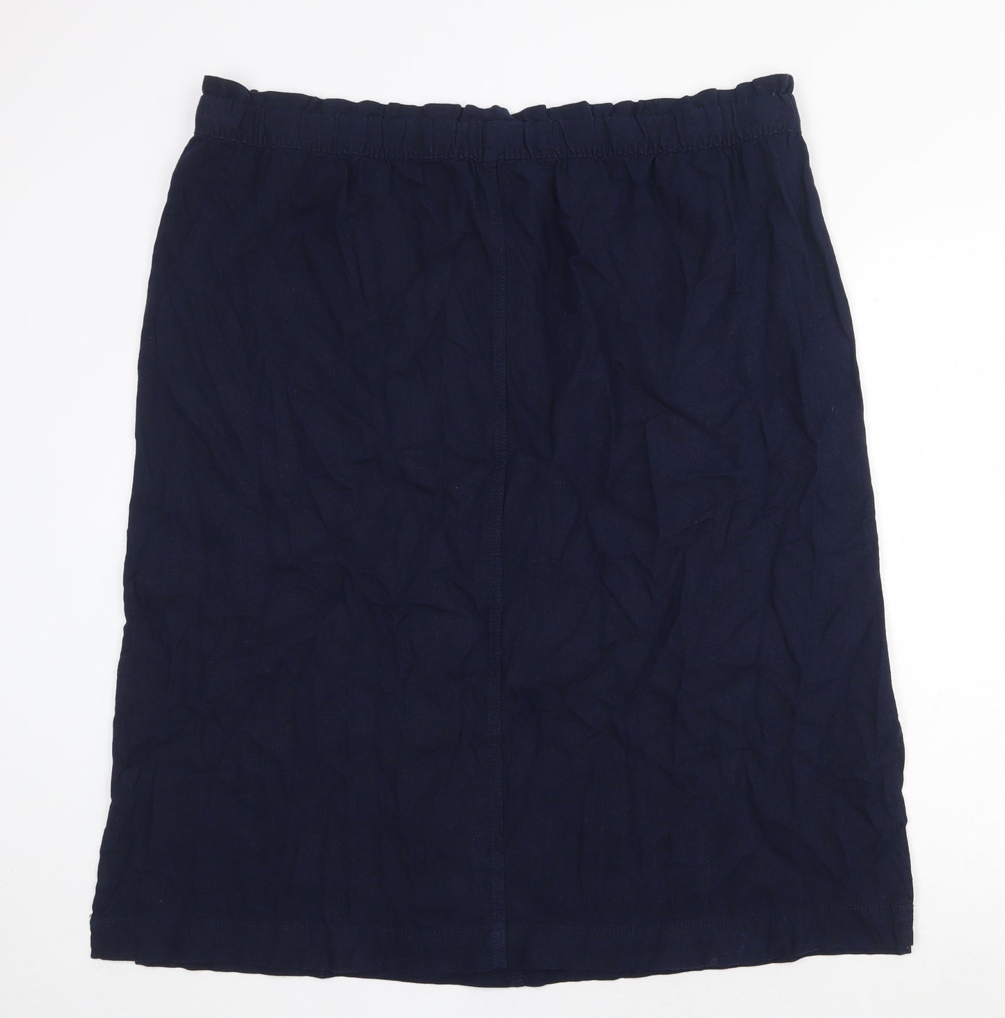 Marks and Spencer Womens Blue Cotton Straight & Pencil Skirt Size 22 Drawstring