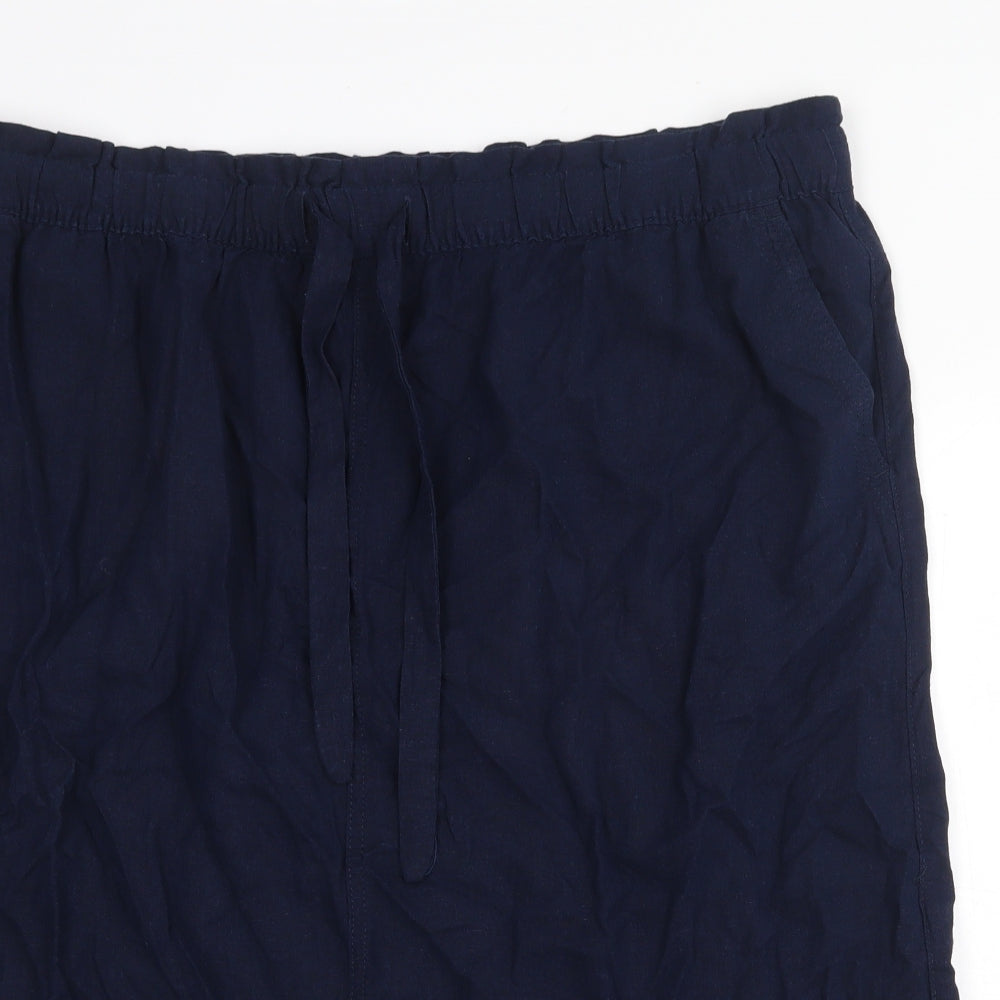 Marks and Spencer Womens Blue Cotton Straight & Pencil Skirt Size 22 Drawstring