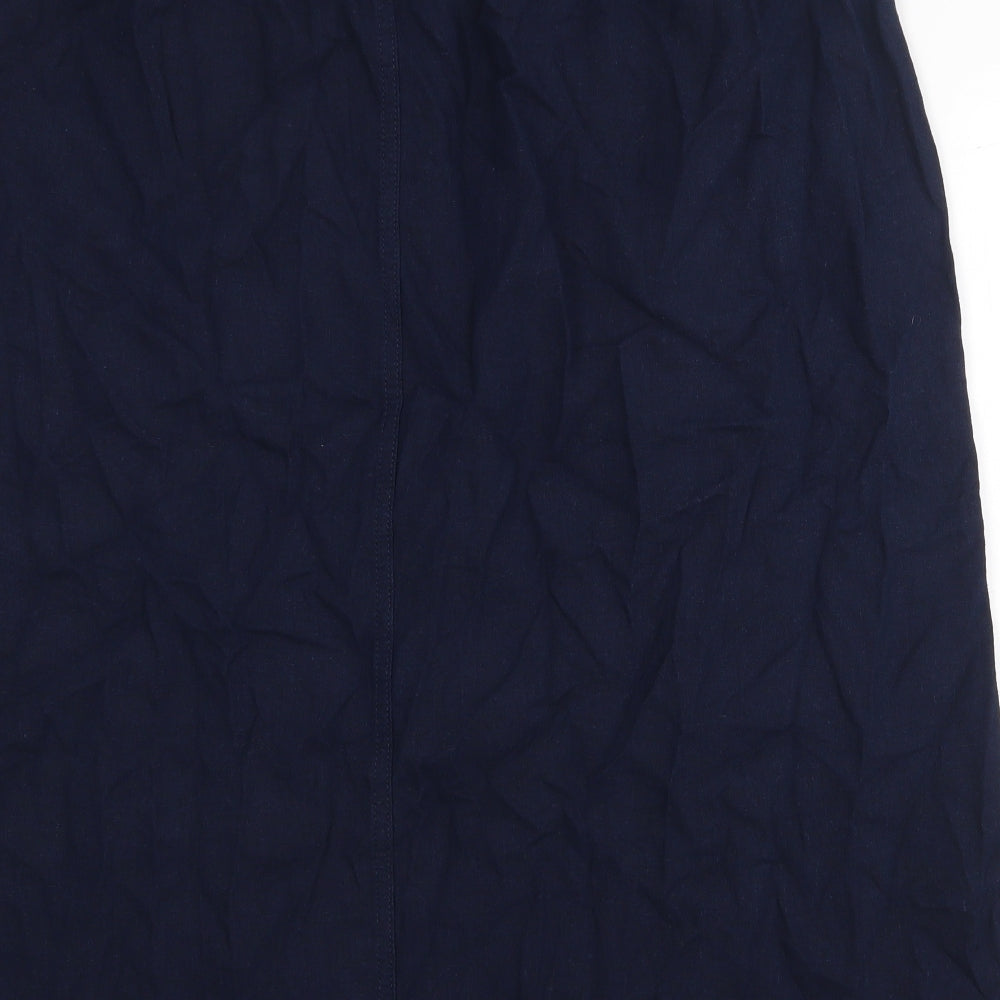 Marks and Spencer Womens Blue Cotton Straight & Pencil Skirt Size 22 Drawstring