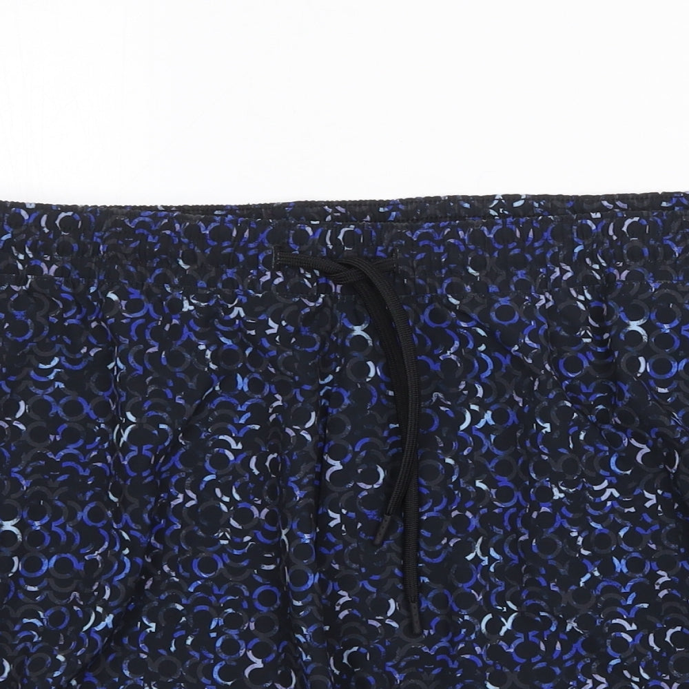 Marks and Spencer Womens Blue Geometric Polyester Hot Pants Shorts Size 22 Regular Drawstring