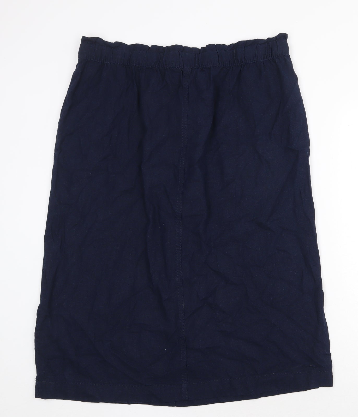 Marks and Spencer Womens Blue Linen Straight & Pencil Skirt Size 16 Tie