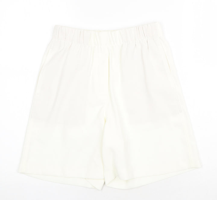 Marks and Spencer Womens Ivory Polyester Culotte Shorts Size 6 Regular Pull On