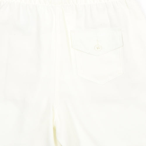 Marks and Spencer Womens Ivory Polyester Culotte Shorts Size 6 Regular Pull On