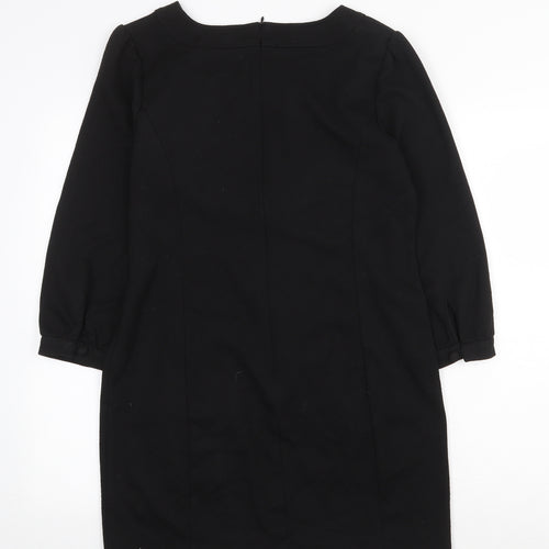 NEXT Womens Black Polyester A-Line Size 12 Round Neck Zip