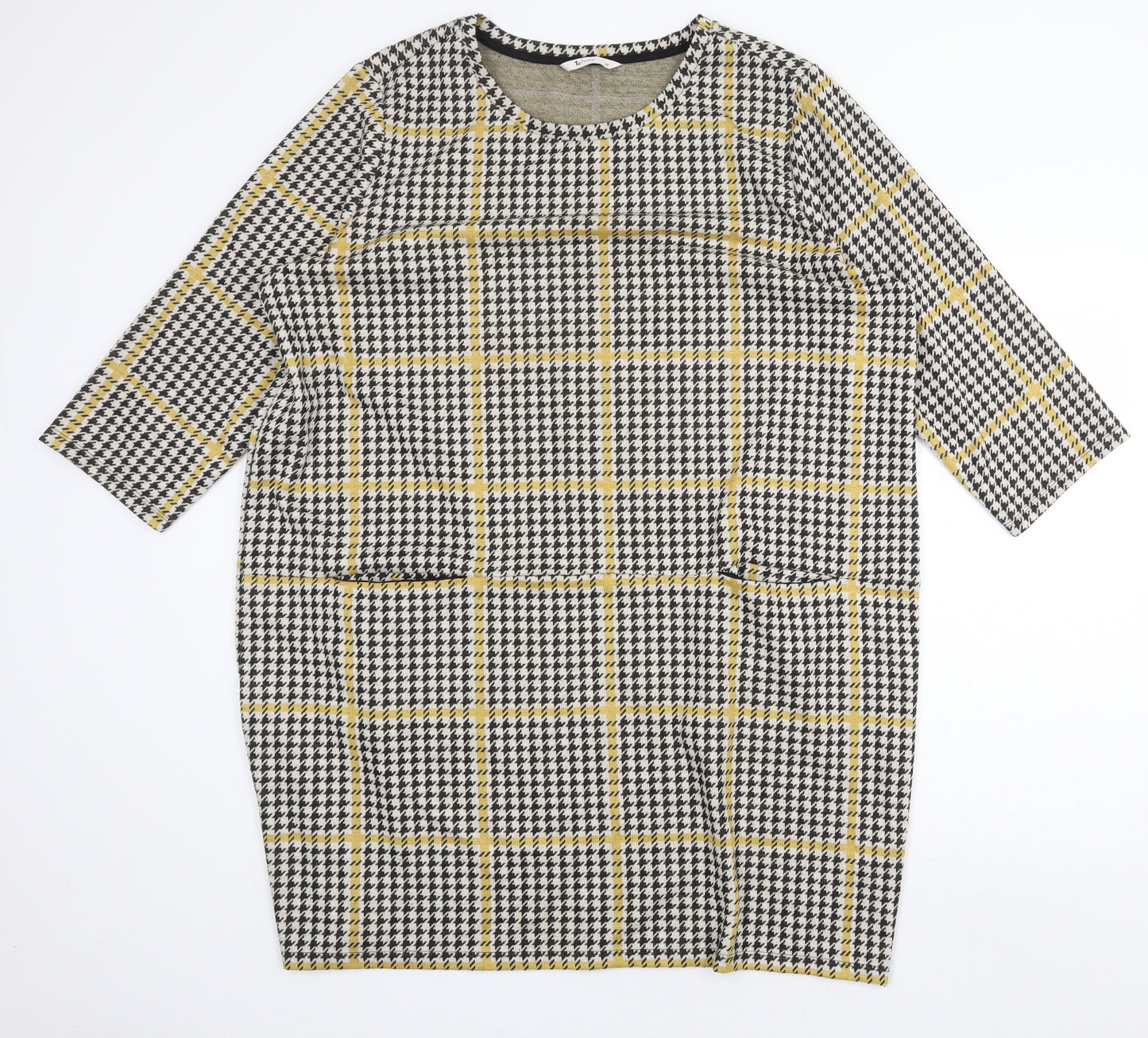 TU Womens Multicoloured Plaid Polyester A-Line Size 22 Round Neck Pullover