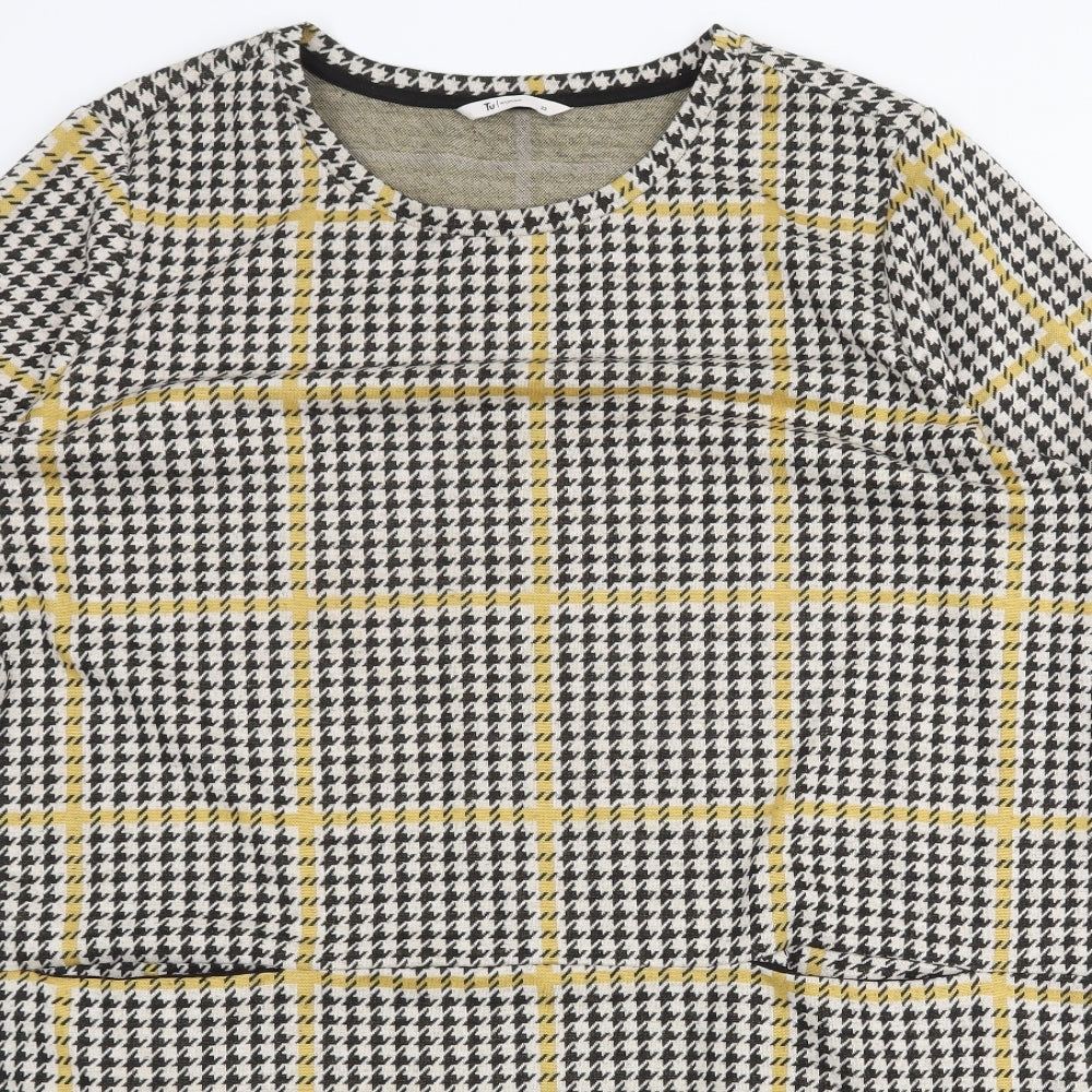 TU Womens Multicoloured Plaid Polyester A-Line Size 22 Round Neck Pullover