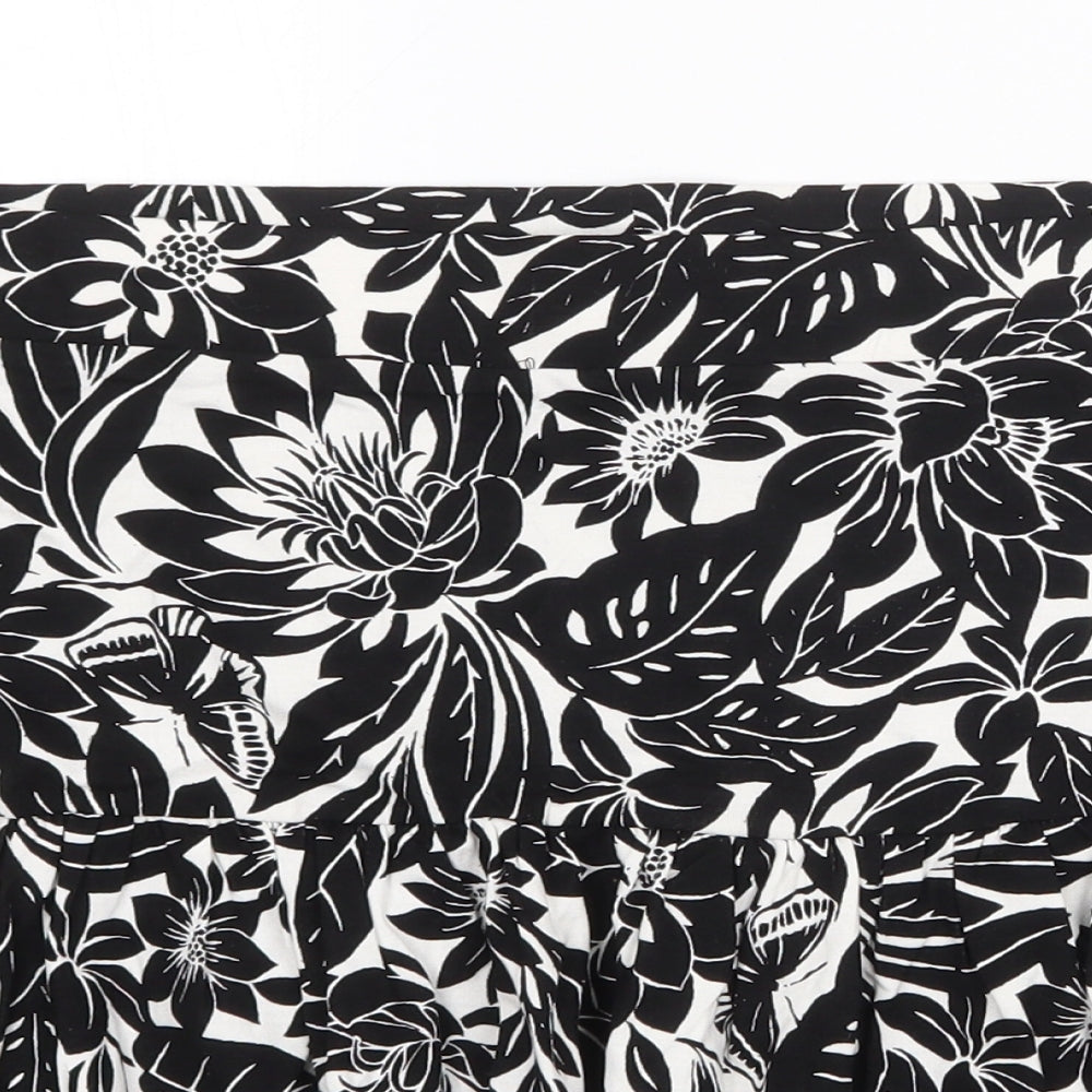 TU Womens Black Floral Viscose Skater Skirt Size 16