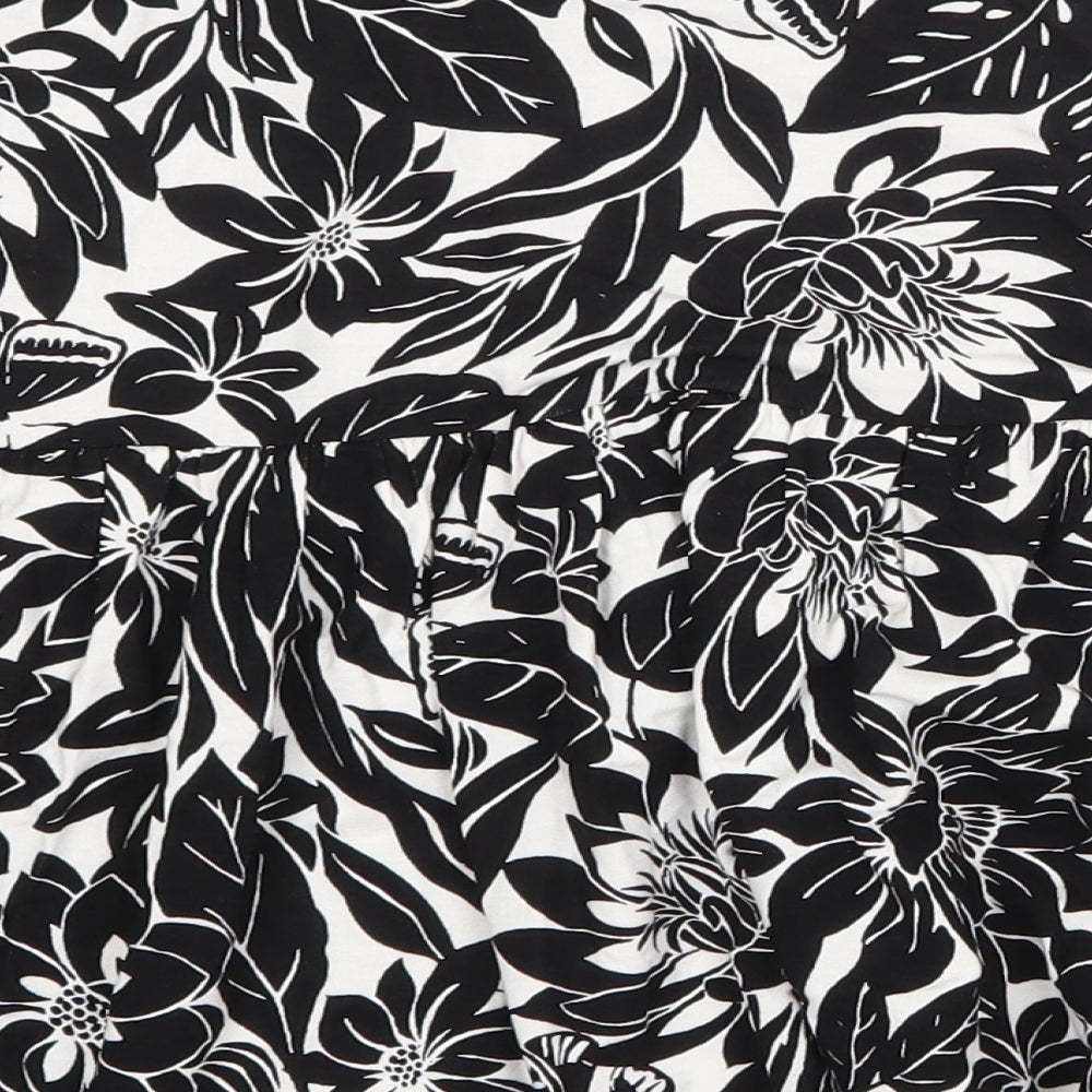 TU Womens Black Floral Viscose Skater Skirt Size 16