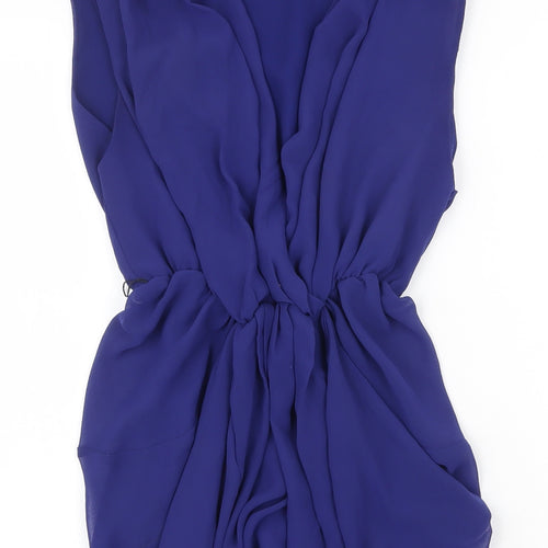 ASOS Womens Blue Polyester Fit & Flare Size 12 V-Neck Pullover