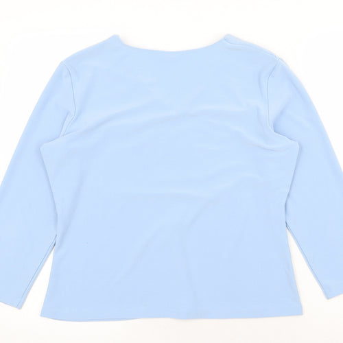 Berketex Womens Blue Polyester Basic Blouse Size 16 V-Neck