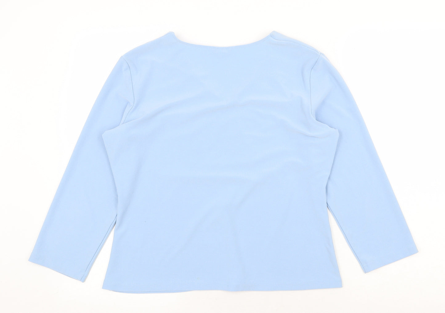 Berketex Womens Blue Polyester Basic Blouse Size 16 V-Neck