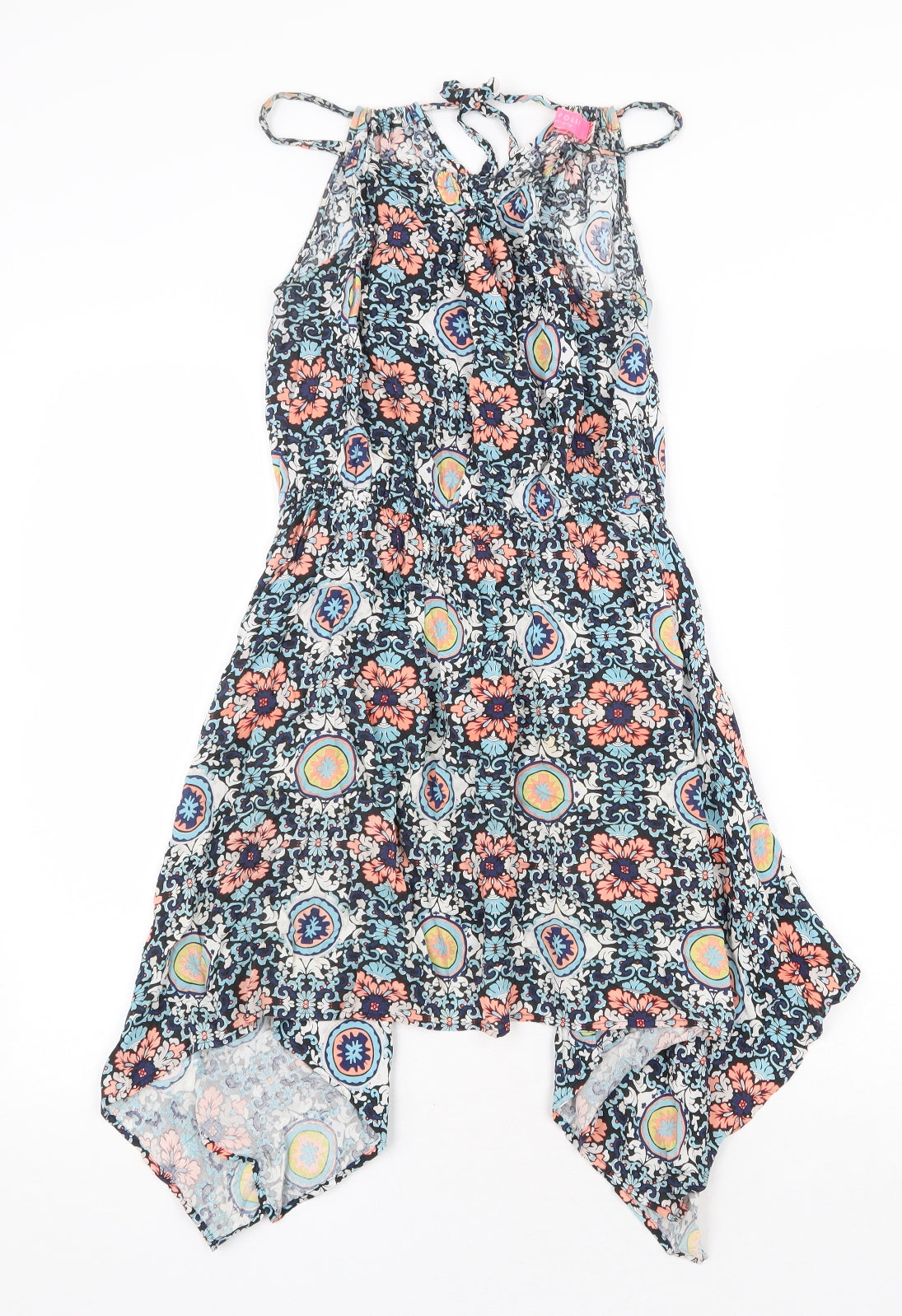 Seafolly Womens Blue Geometric Viscose Fit & Flare Size 12 Round Neck Pullover