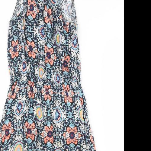 Seafolly Womens Blue Geometric Viscose Fit & Flare Size 12 Round Neck Pullover