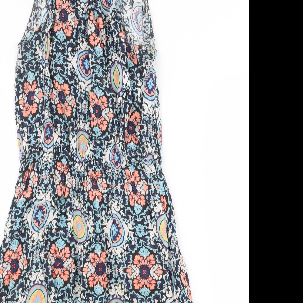 Seafolly Womens Blue Geometric Viscose Fit & Flare Size 12 Round Neck Pullover