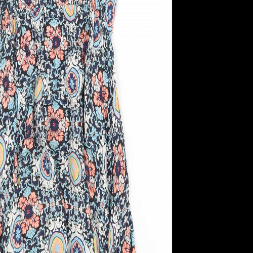 Seafolly Womens Blue Geometric Viscose Fit & Flare Size 12 Round Neck Pullover