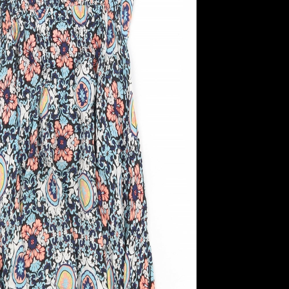 Seafolly Womens Blue Geometric Viscose Fit & Flare Size 12 Round Neck Pullover