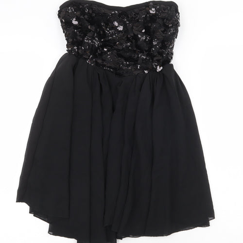 Panacher Womens Black Polyester Ball Gown Size M Sweetheart Pullover