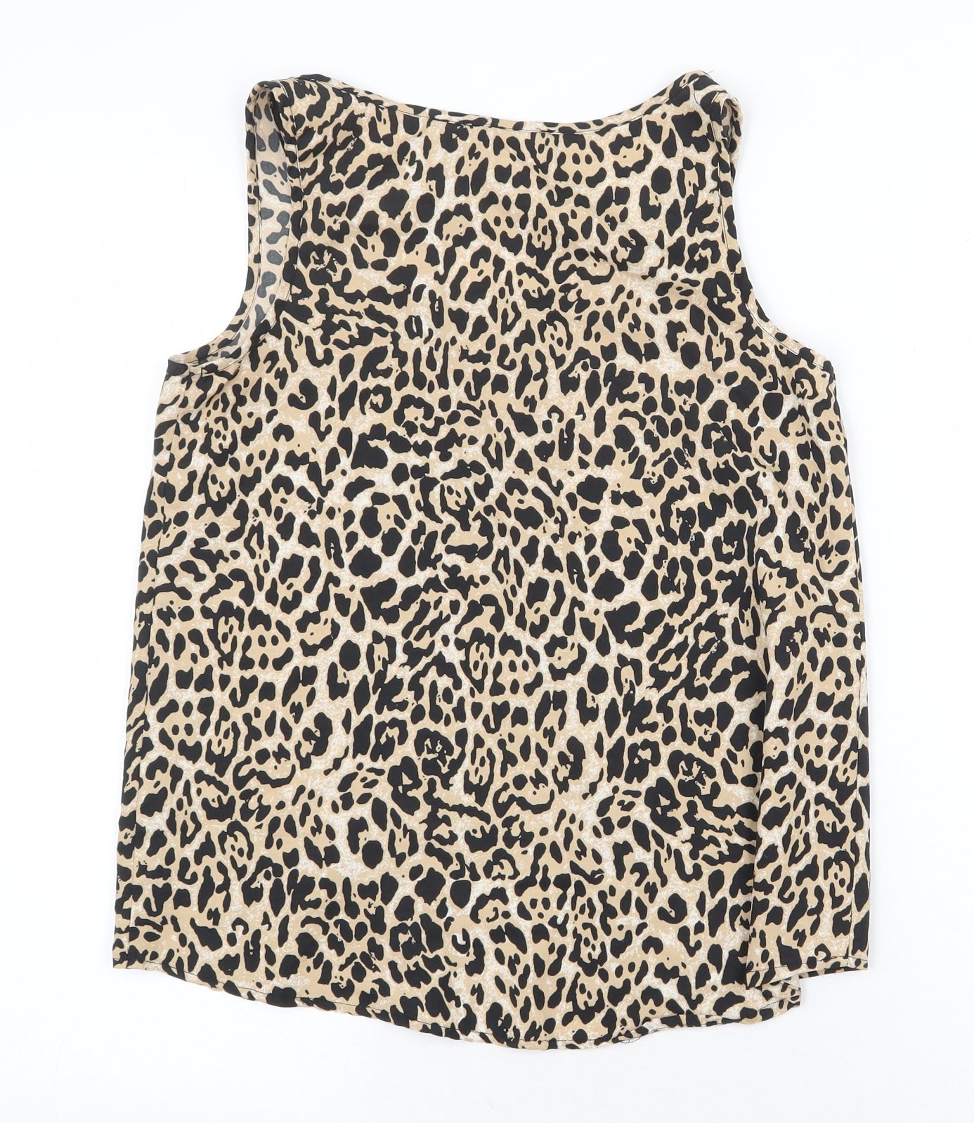 Atmosphere Womens Beige Animal Print Polyester Basic Tank Size 8 Scoop Neck - Leopard Pattern