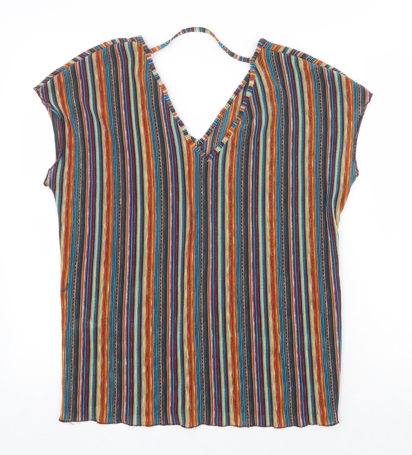TU Womens Multicoloured Striped Polyester Basic Blouse Size 14 V-Neck