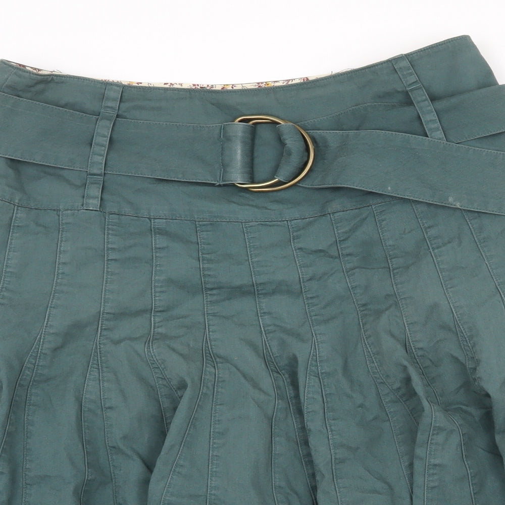 NEXT Womens Green Cotton Swing Skirt Size 10 Zip