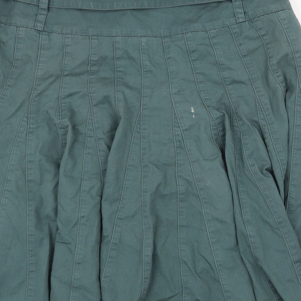 NEXT Womens Green Cotton Swing Skirt Size 10 Zip