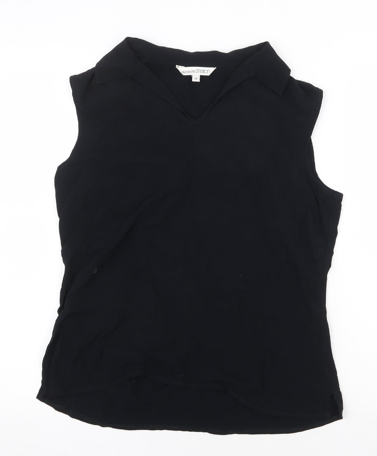 Elizabeth Shelton Womens Black Viscose Basic Tank Size 14 V-Neck