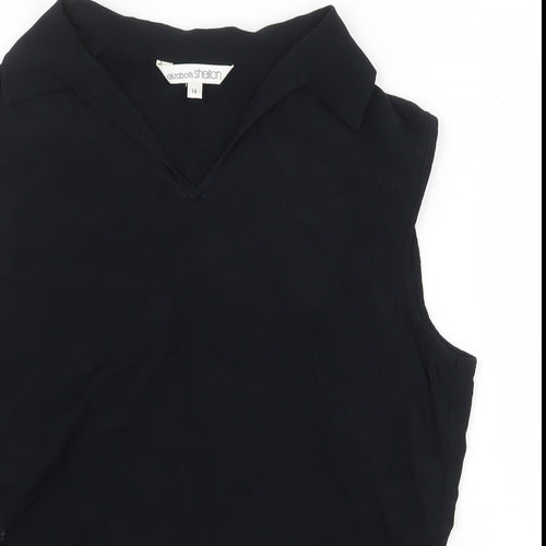 Elizabeth Shelton Womens Black Viscose Basic Tank Size 14 V-Neck