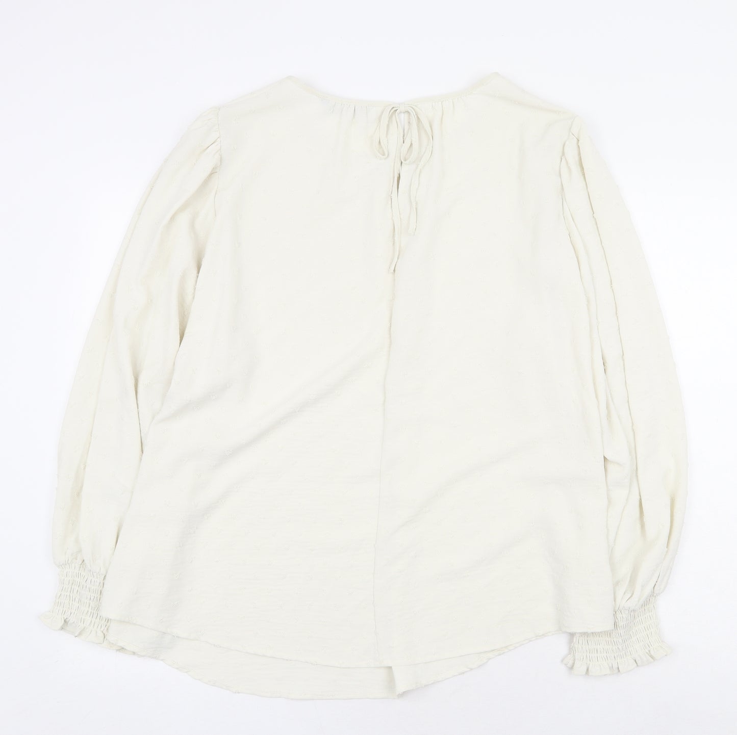 Marks and Spencer Womens Ivory Polyester Basic Blouse Size 24 Round Neck