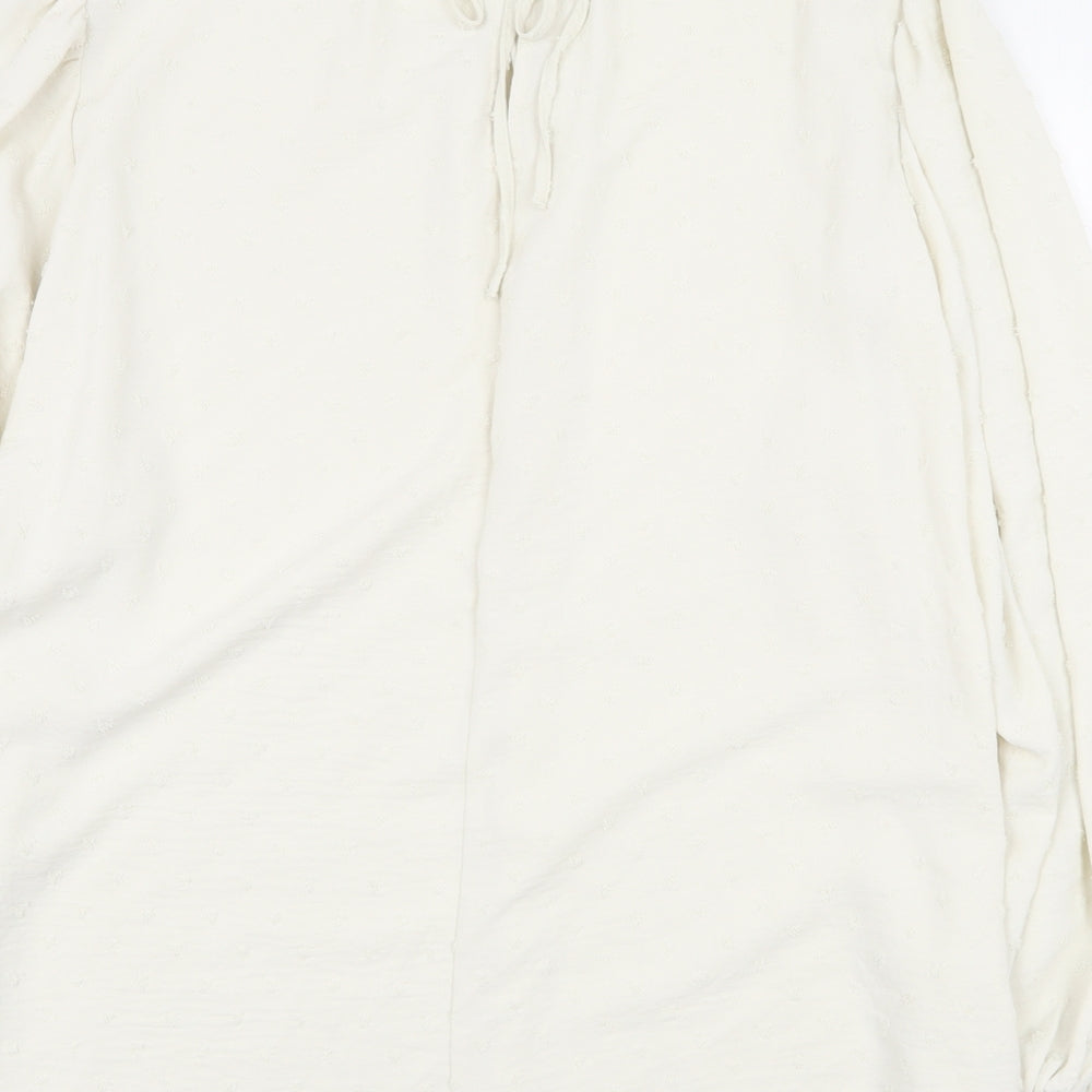 Marks and Spencer Womens Ivory Polyester Basic Blouse Size 24 Round Neck