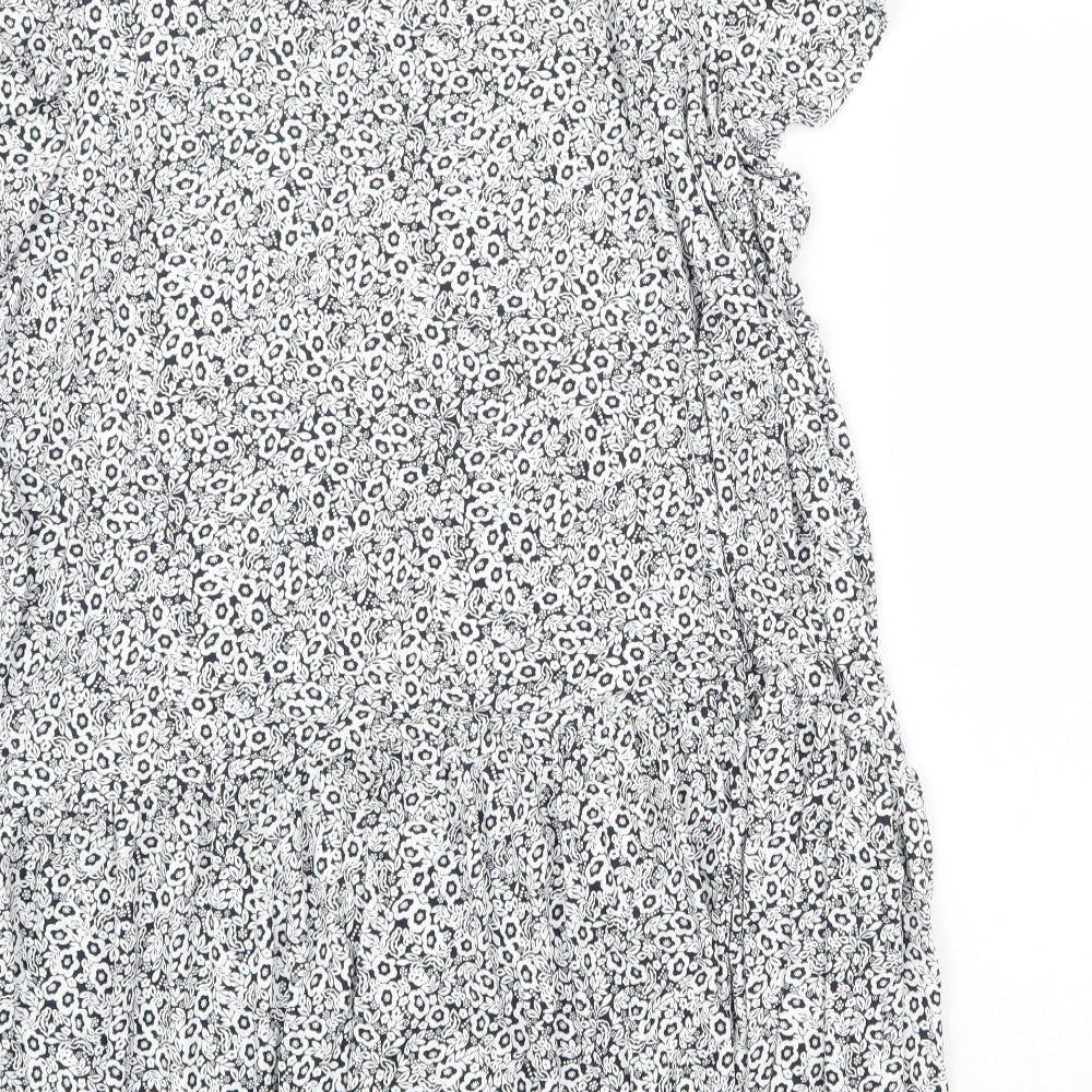 Marks and Spencer Womens White Geometric Viscose A-Line Size 22 Round Neck Tie