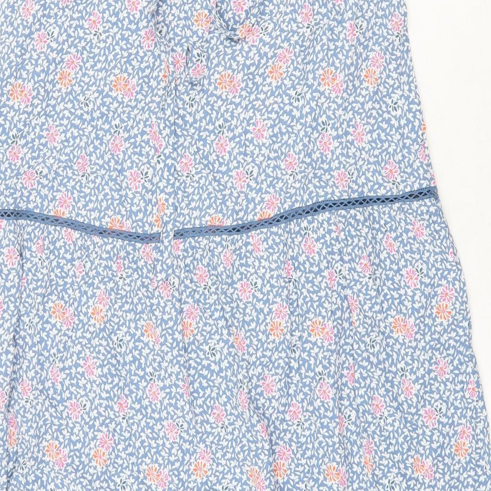 Marks and Spencer Womens Blue Floral Viscose Peasant Skirt Size 10 Zip