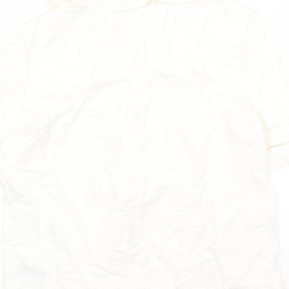 Marks and Spencer Womens White Viscose Basic Blouse Size 10 V-Neck