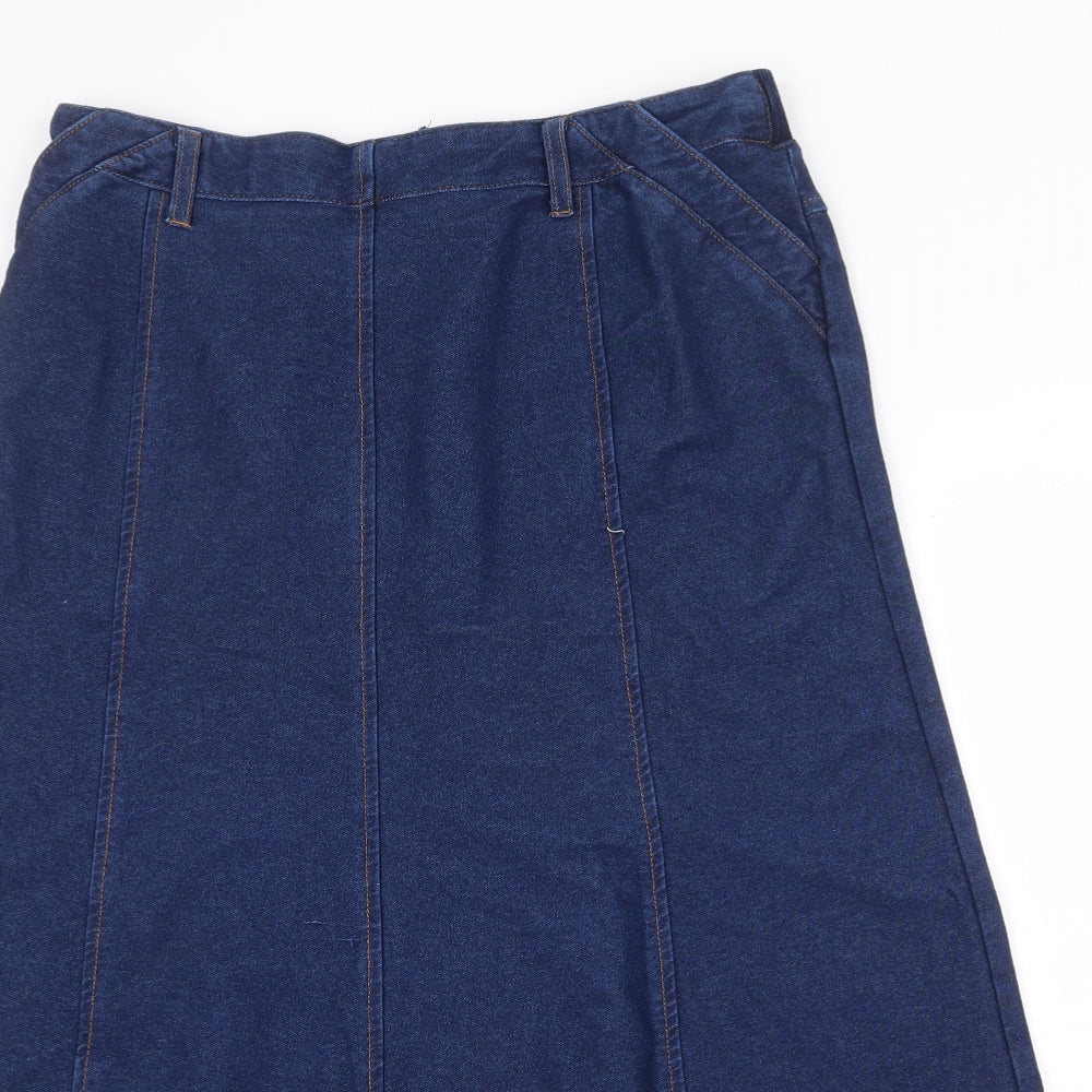 Cotton Traders Womens Black Cotton Swing Skirt Size 12