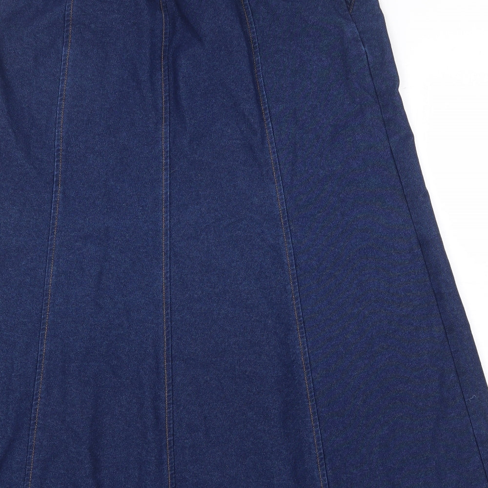 Cotton Traders Womens Black Cotton Swing Skirt Size 12