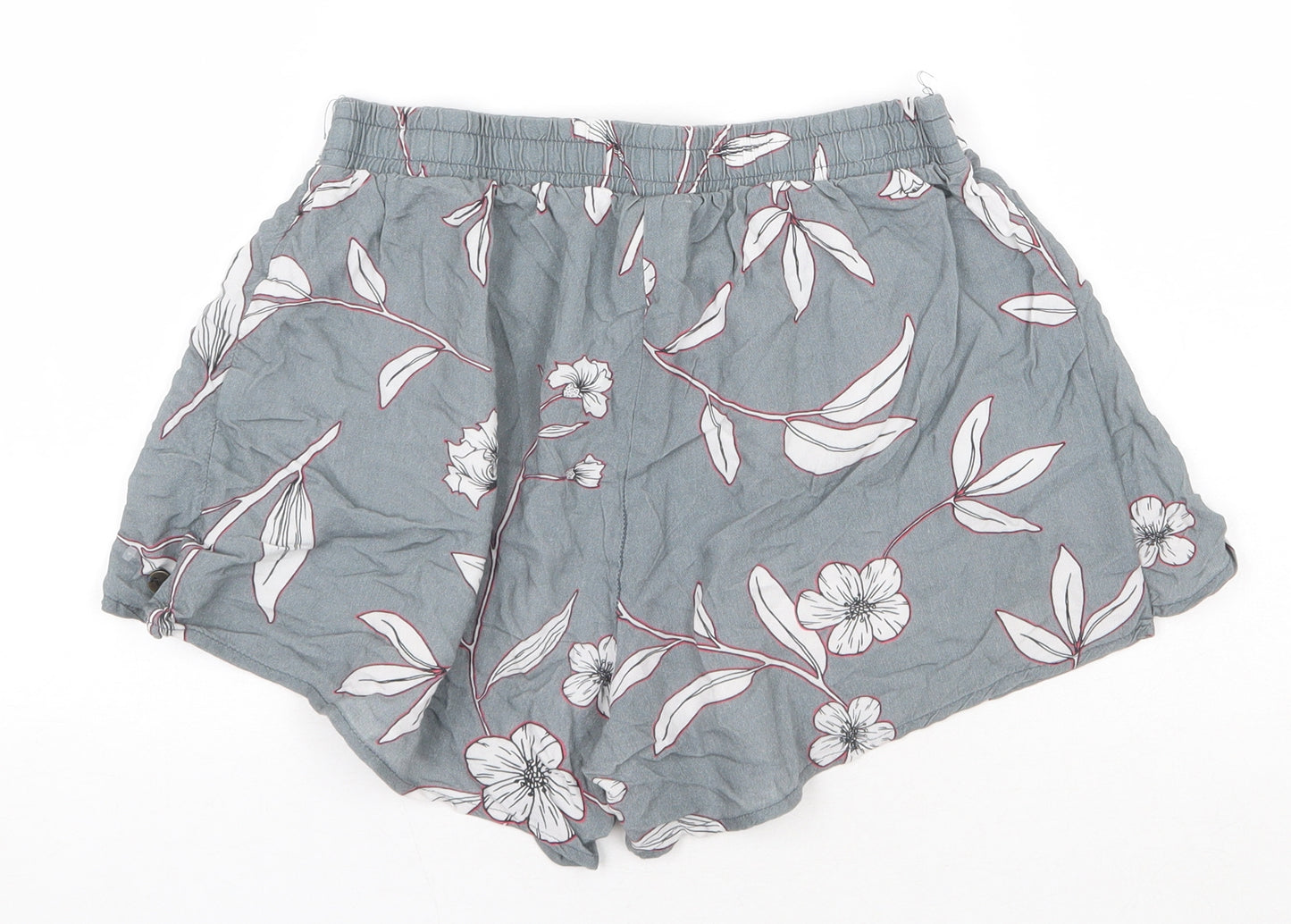 ROXY Womens Grey Floral Viscose Wrap Shorts Size S Regular Tie