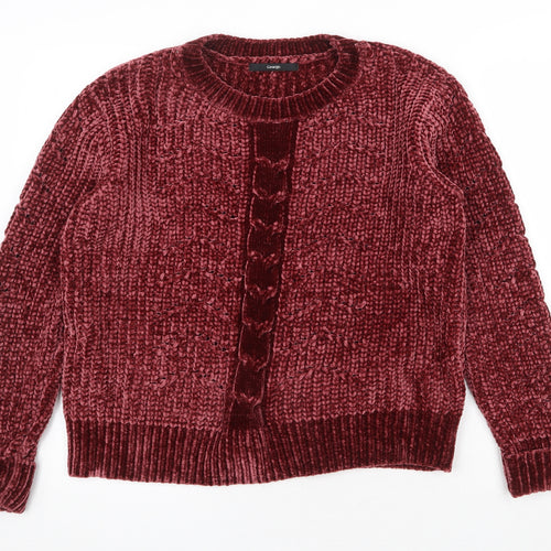 George Womens Red Round Neck Polyester Pullover Jumper Size M