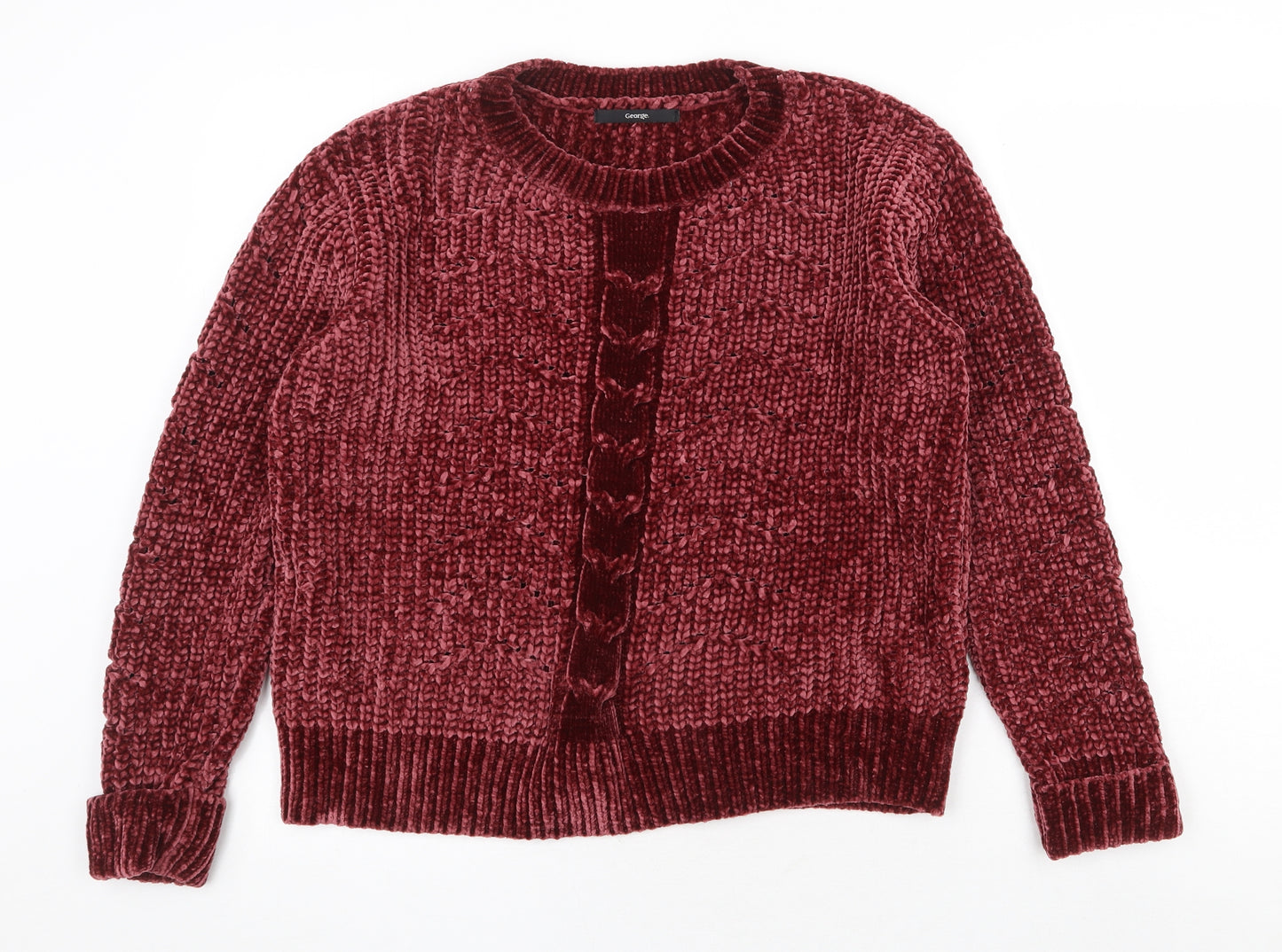 George Womens Red Round Neck Polyester Pullover Jumper Size M