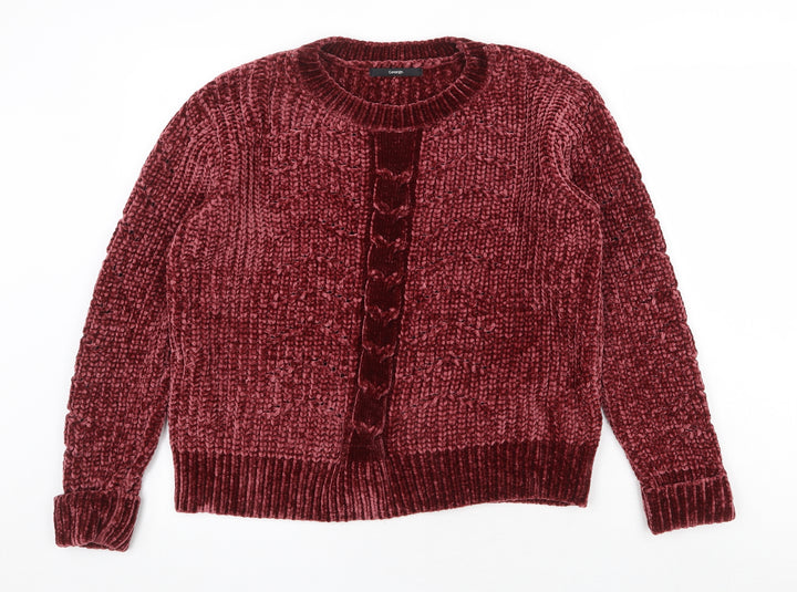 George Womens Red Round Neck Polyester Pullover Jumper Size M
