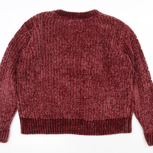 George Womens Red Round Neck Polyester Pullover Jumper Size M