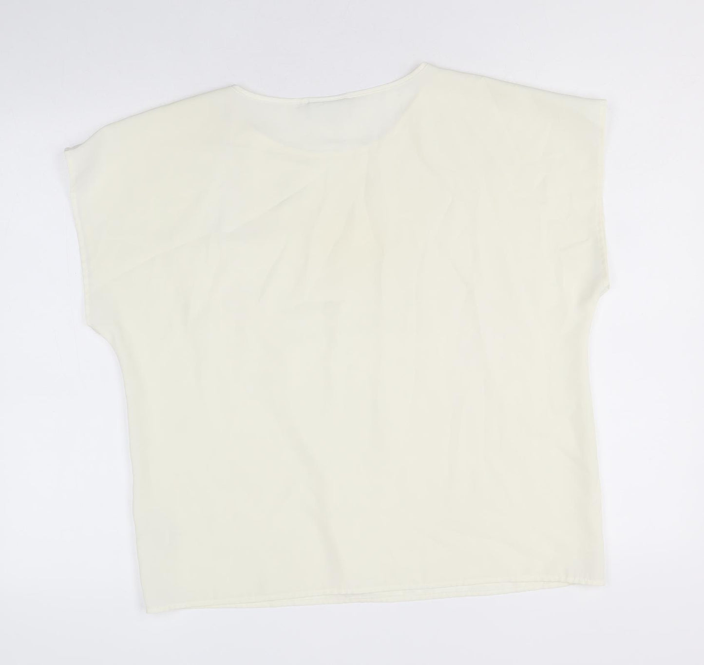 BHS Womens Ivory Polyester Basic T-Shirt Size 16 Round Neck