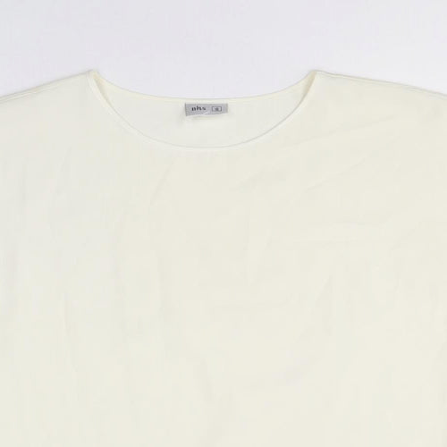 BHS Womens Ivory Polyester Basic T-Shirt Size 16 Round Neck