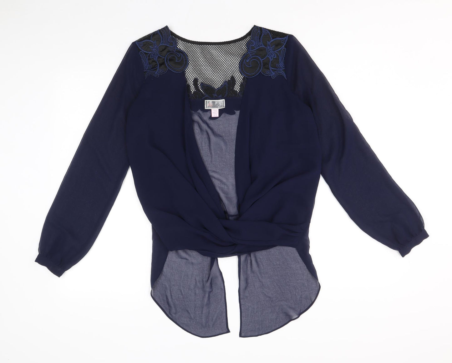 Lipsy Womens Blue Polyester Basic Blouse Size 8 V-Neck