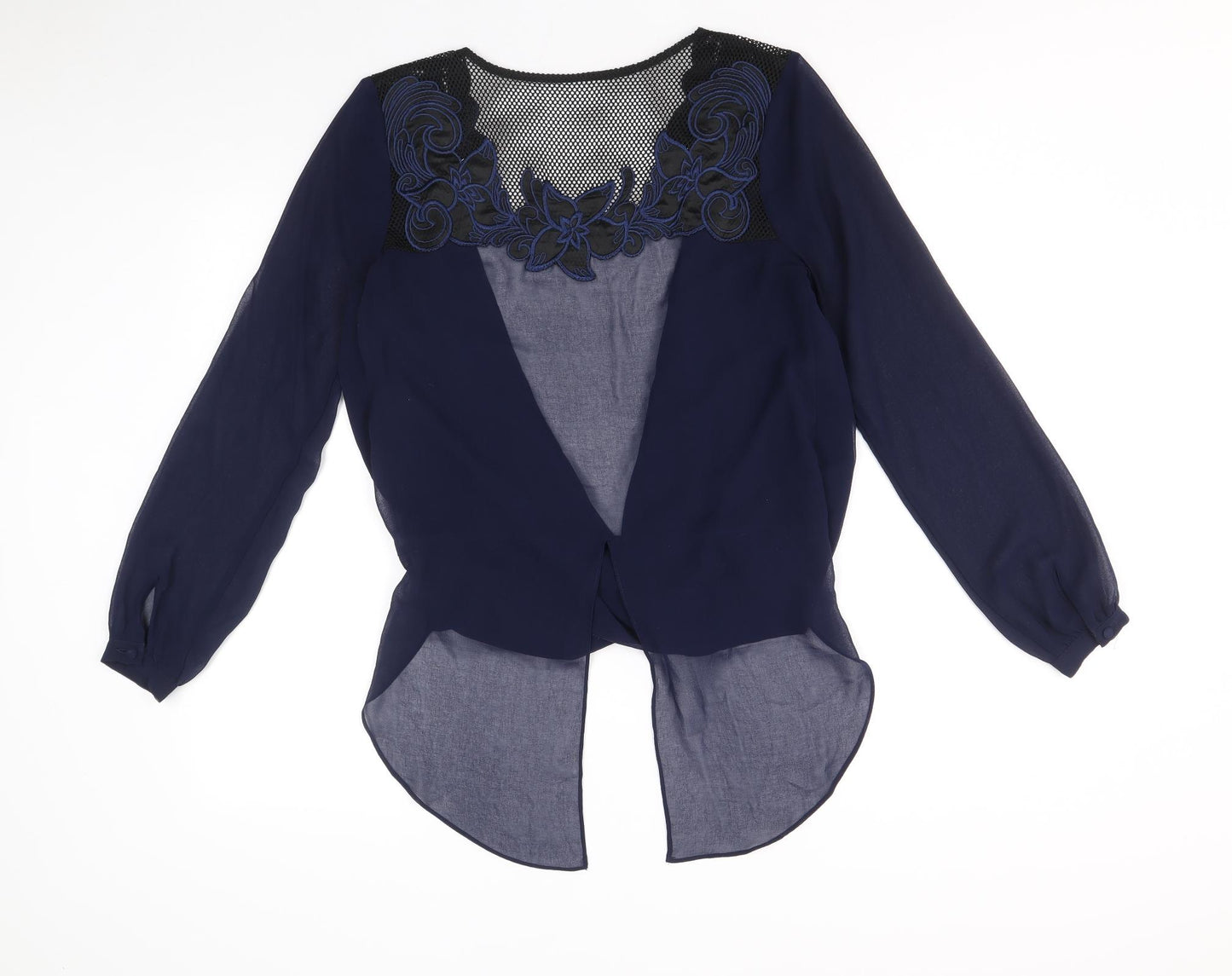 Lipsy Womens Blue Polyester Basic Blouse Size 8 V-Neck