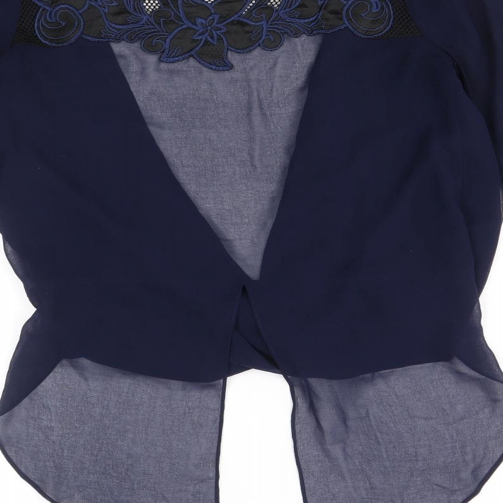 Lipsy Womens Blue Polyester Basic Blouse Size 8 V-Neck