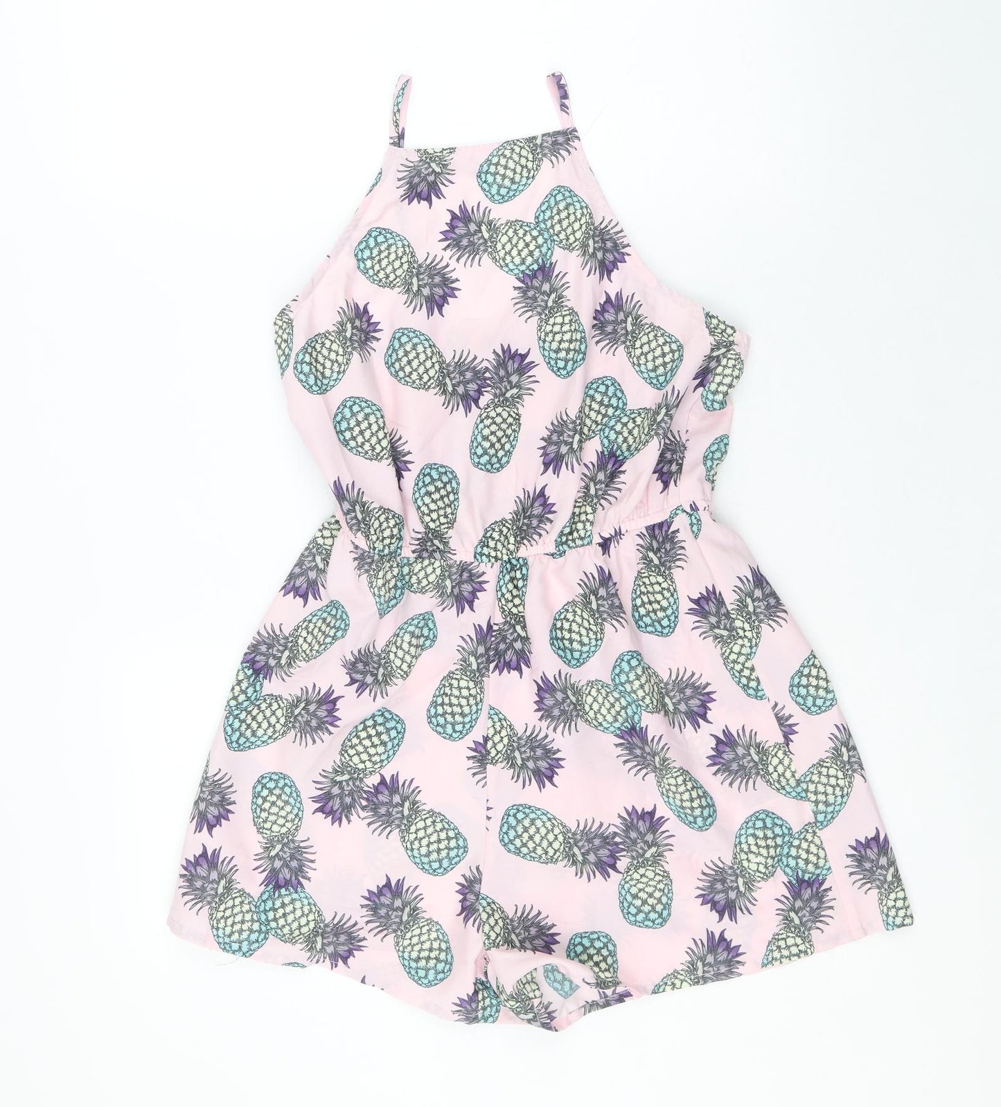 Primark Womens Pink Geometric Polyester Playsuit Outfit/Set Size 8 Pullover - Pineapple