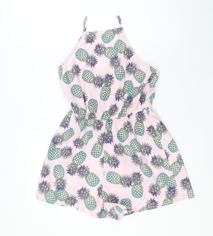 Primark Womens Pink Geometric Polyester Playsuit Outfit/Set Size 8 Pullover - Pineapple