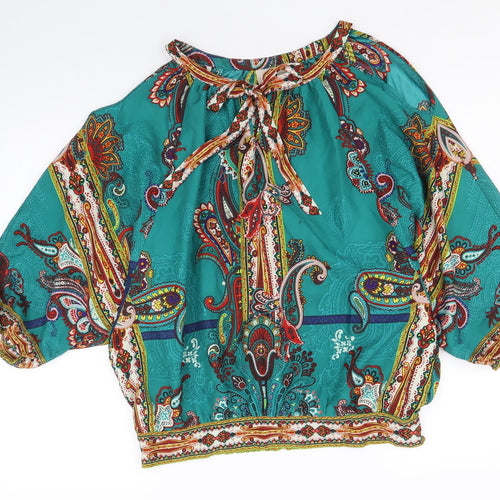 ECI Womens Multicoloured Geometric Polyester Basic Blouse Size L Round Neck